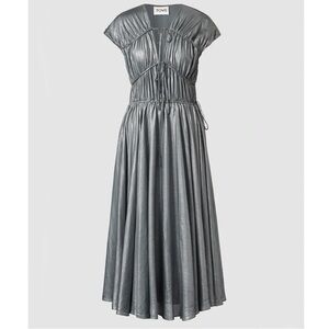NWT Tove Ceres Metallic Silk Midi Dress Silver FR: 38 = US Size: 6 New with Tags